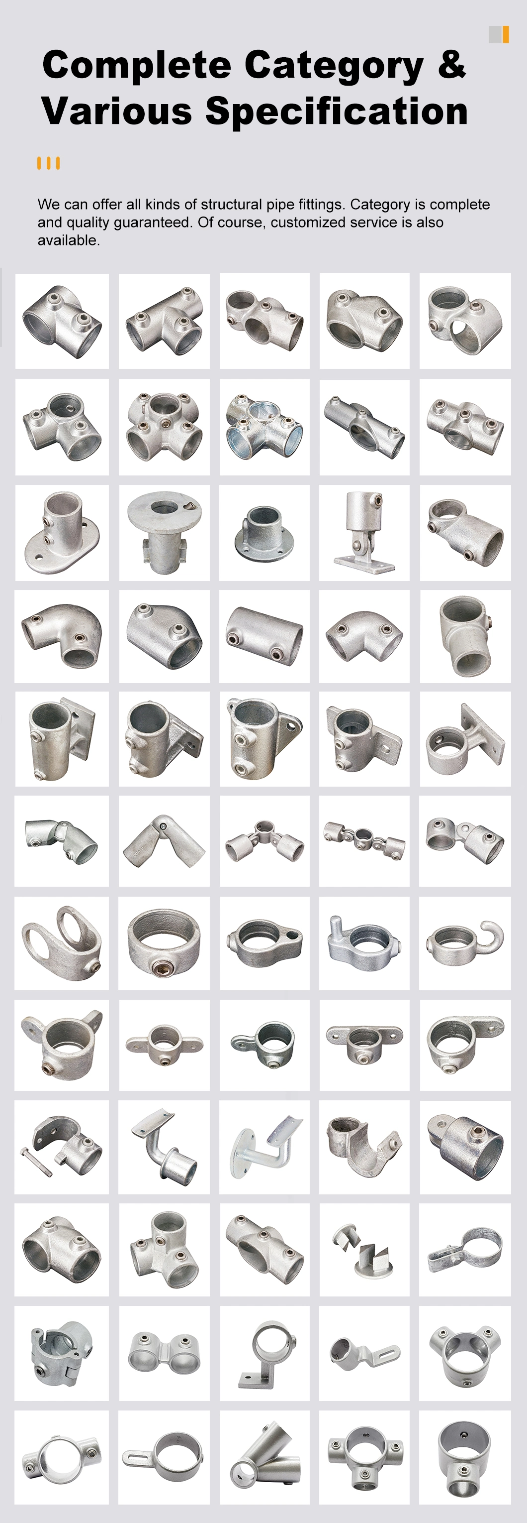 Handrail System Galvanized Iron Steel Structural Key Pipe Clamp Fittings with High Quality